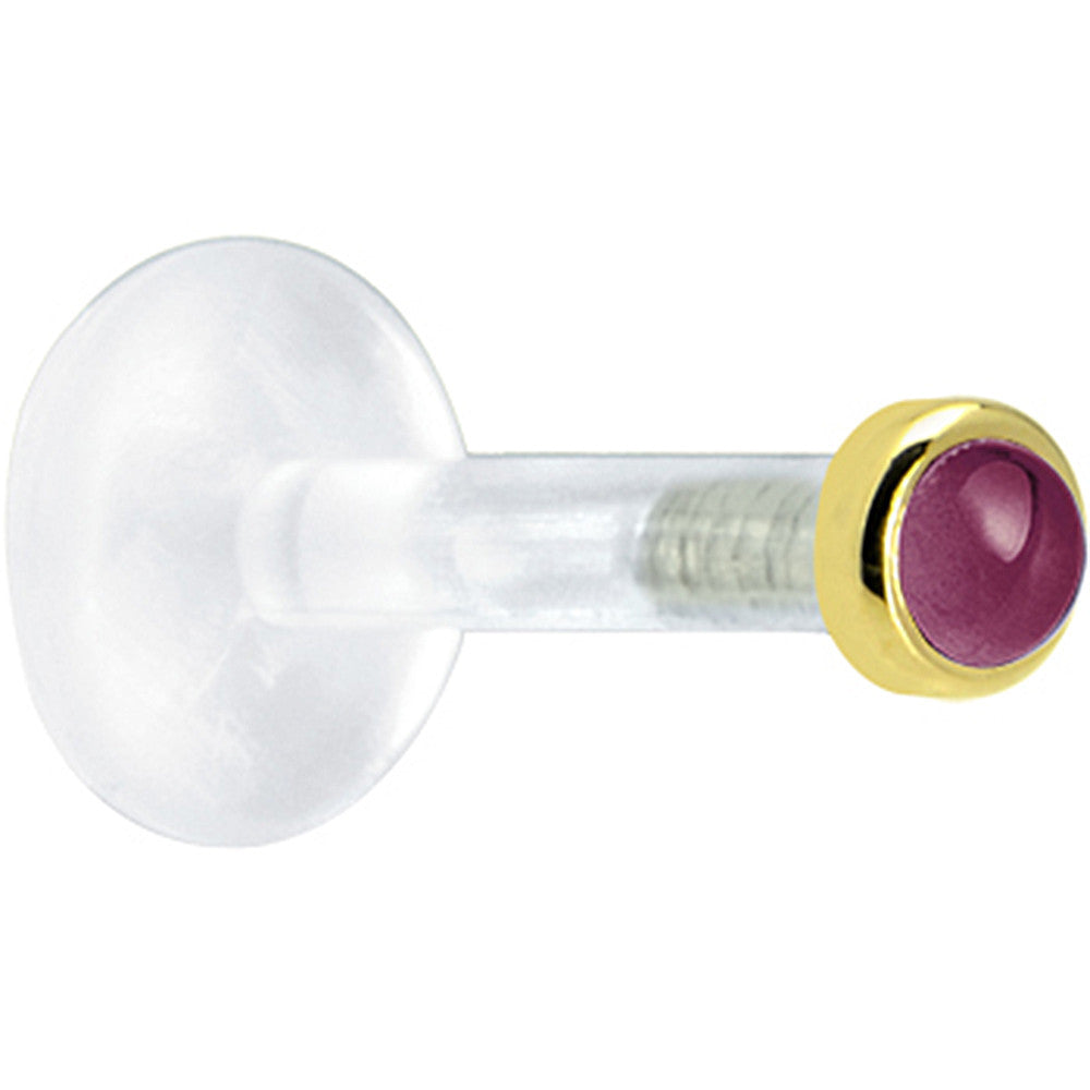 BodyCandy Solid 14K Yellow Gold 2mm Genuine Rhodolite Garnet Bioplast Push in Monroe — main product shot