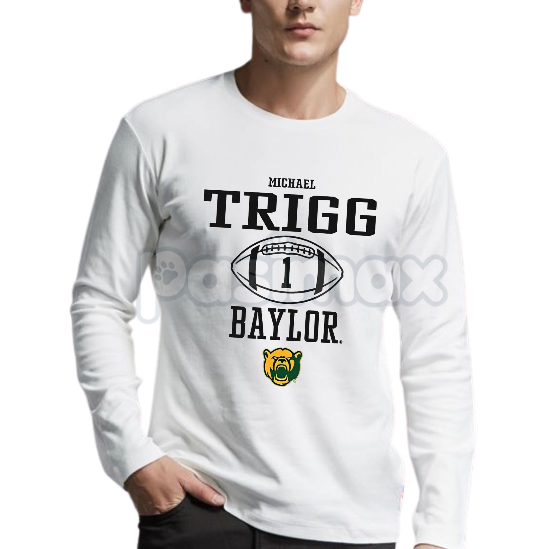 Pasimax Michael Trigg Baylor Football Game Day Long Sleeve T-Shirt | Sport Icon NIL Apparel | Bears Collegiate Fan Gear — mai