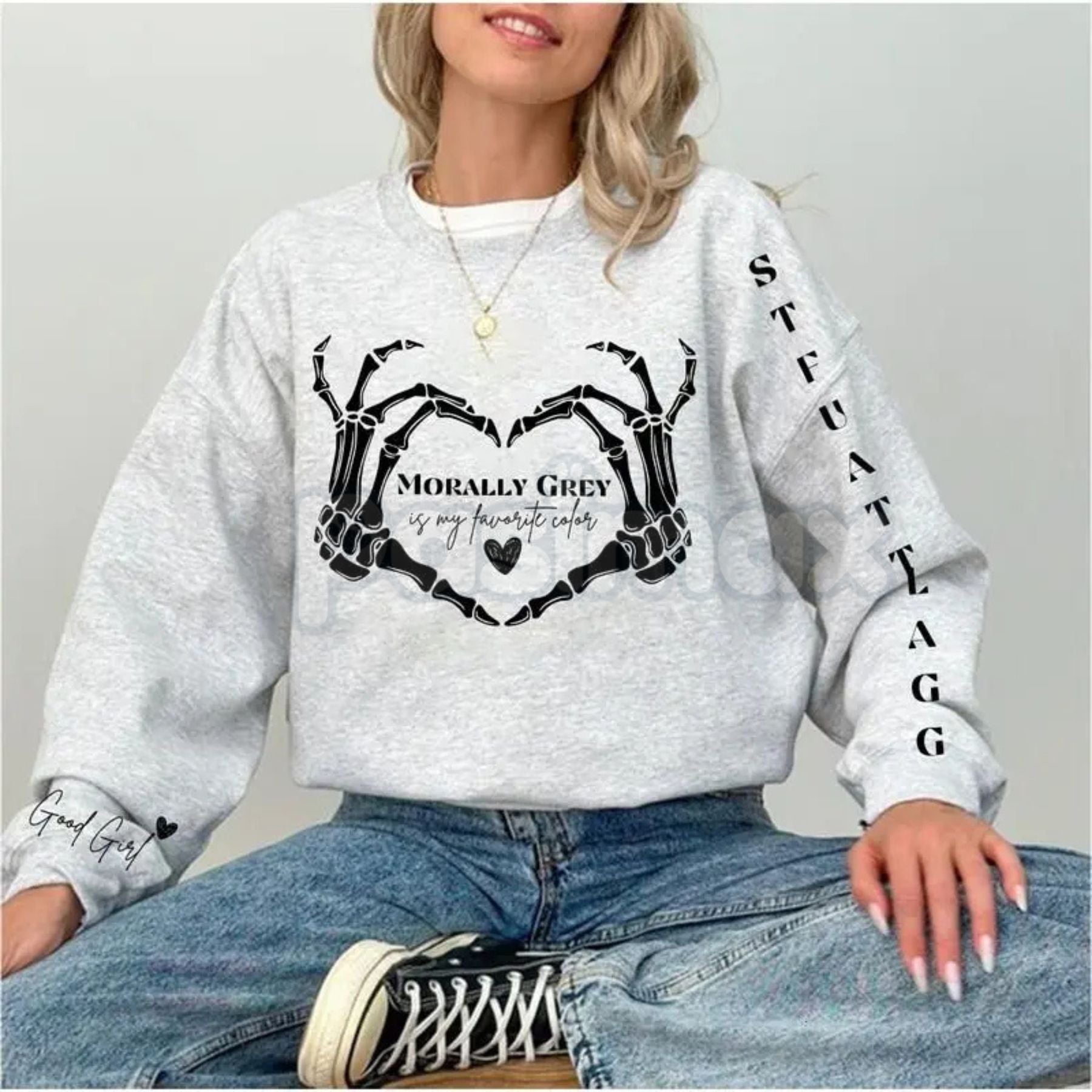 Pasimax "Morally Grey" Dark Romance Sweatshirt – Bookish Fandom Reader Crewneck — main product shot