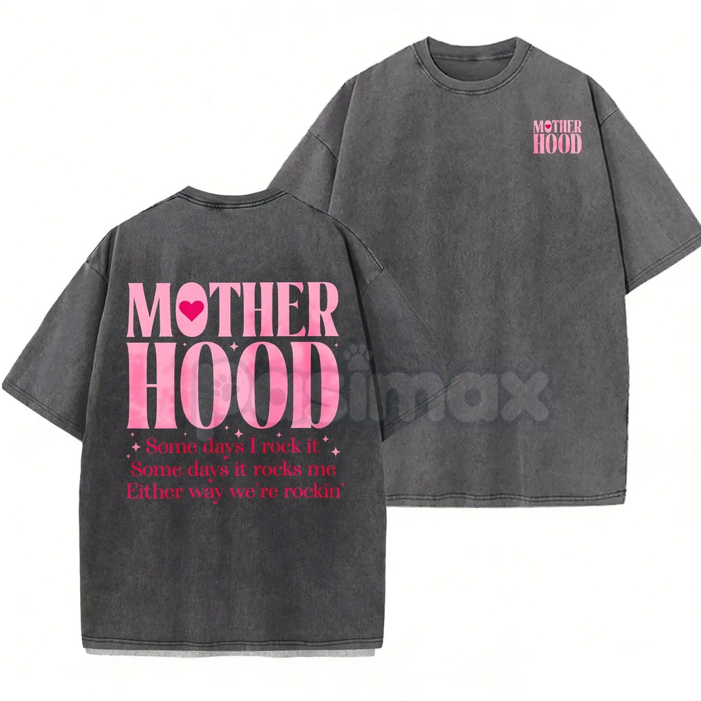 Pasimax Motherhood Vintage Washed Tee – Aesthetic Minimalist Mom Life Graphic T-Shirt — main product shot