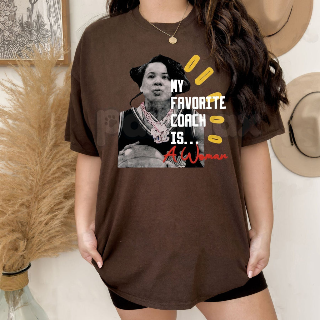Pasimax "My Favorite Coach is… A Woman" T-Shirt - Empowering Women in Sports Graphic Tee, Female Coach Appreciation Shirt, Gi