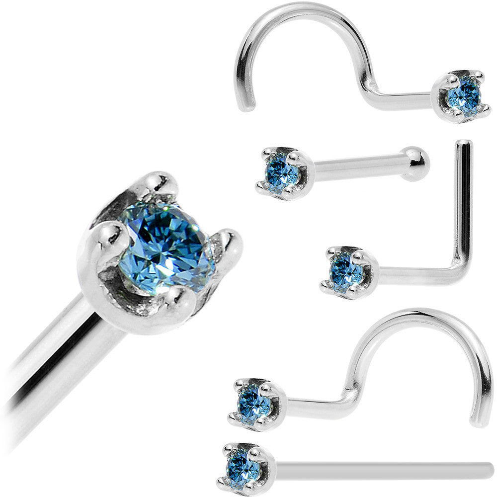 BodyCandy Solid 14K White Gold 1.5mm Genuine Blue Diamond Nose Ring — fabric or material detail