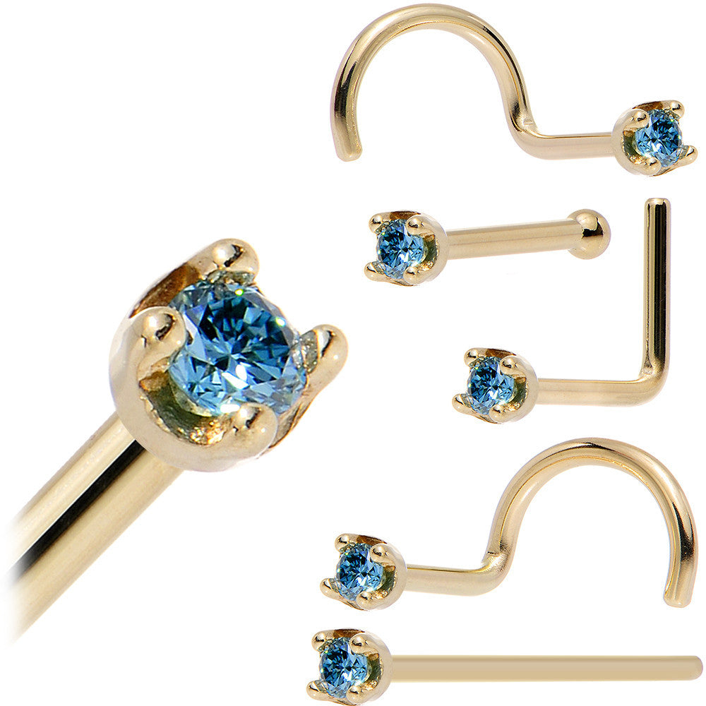 BodyCandy Solid 14K Yellow Gold 1.5mm Genuine Blue Diamond Nose Ring — fabric or material detail