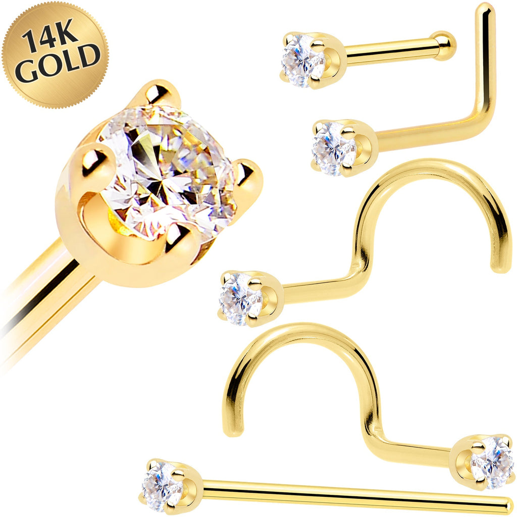 BodyCandy 14k Yellow Gold 2mm Moissanite Nose Ring — main product shot