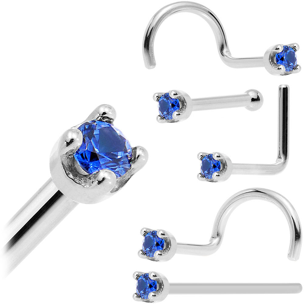 BodyCandy Solid 14K White Gold 1.5mm Genuine Blue Sapphire Nose Stud Ring — fabric or material detail