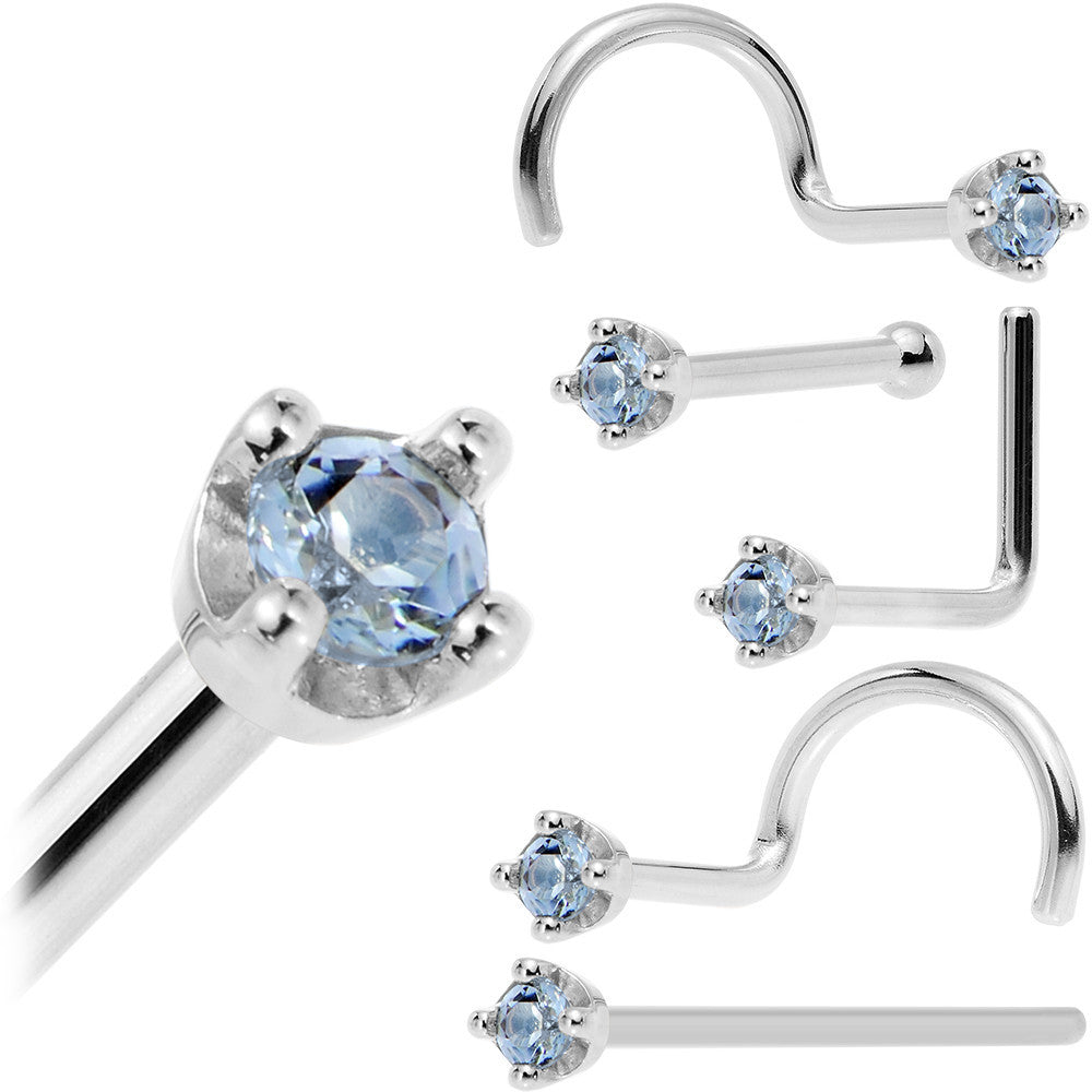BodyCandy Solid 18K White Gold 1.5mm Genuine Topaz Nose Ring — fabric or material detail
