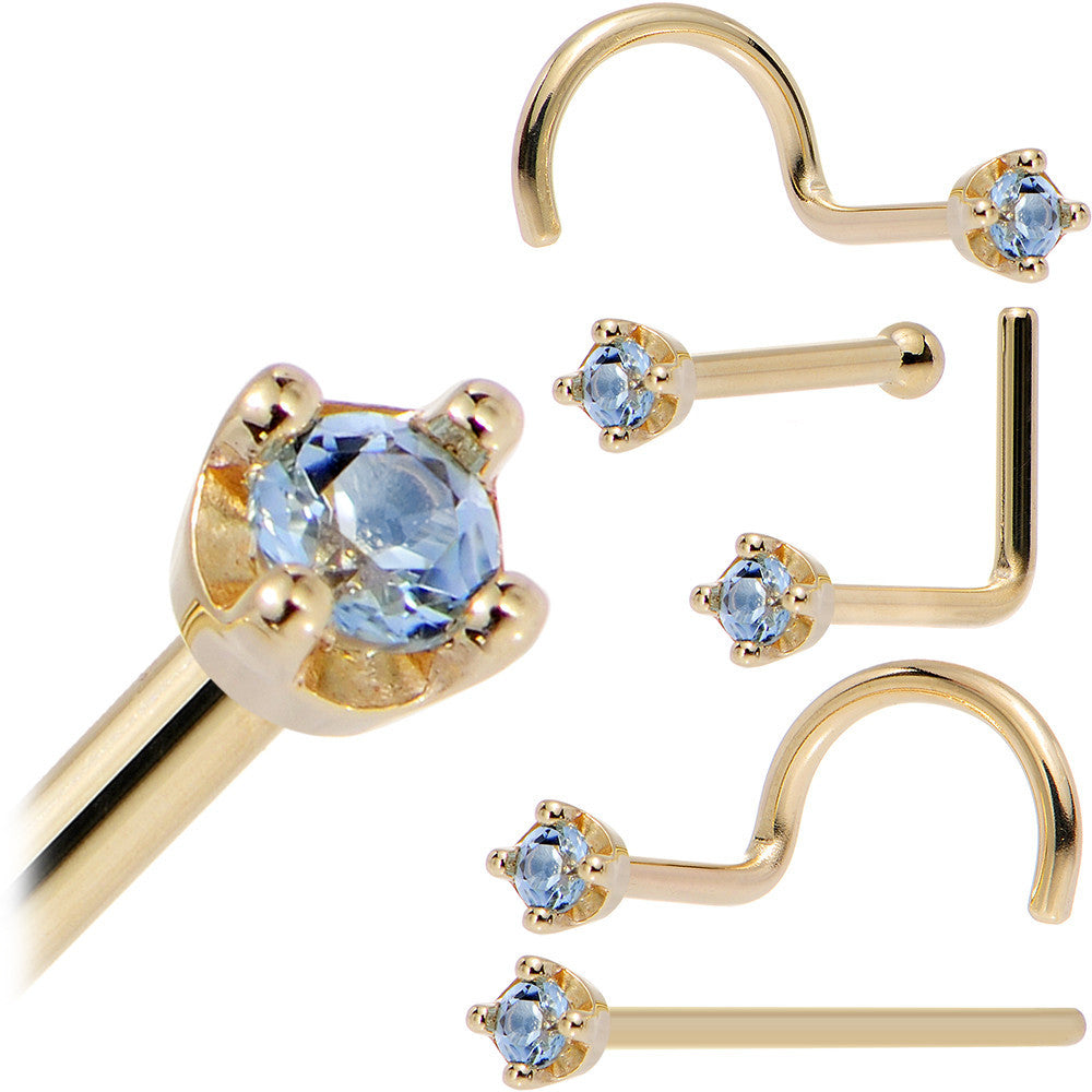 BodyCandy Solid 14K Yellow Gold 1.5mm Genuine Topaz Nose Ring — fabric or material detail