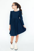 Mila & Rose ® Navy L/S Ruffle Twirl Dress — main product shot