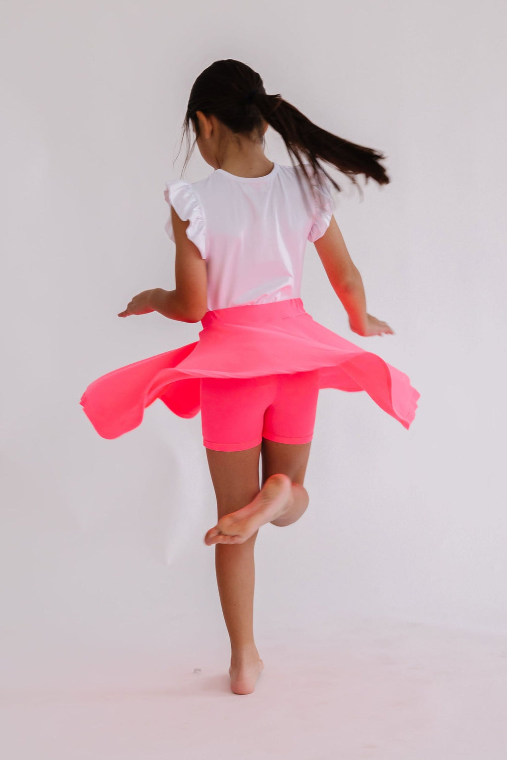 Mila & Rose ® Neon Pink Twirl Skort — detail close-up