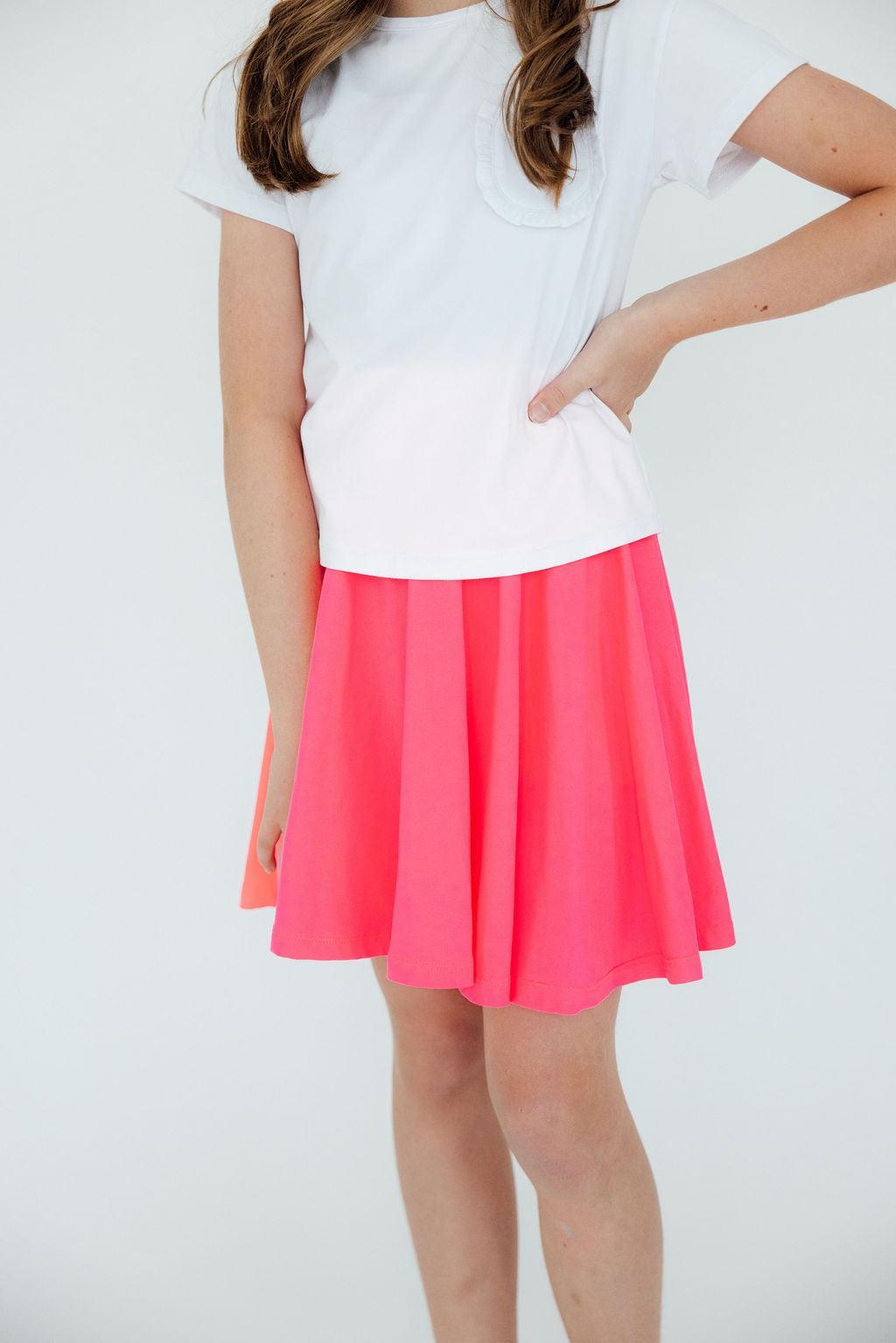 Mila & Rose ® Neon Pink Twirl Skort — side view