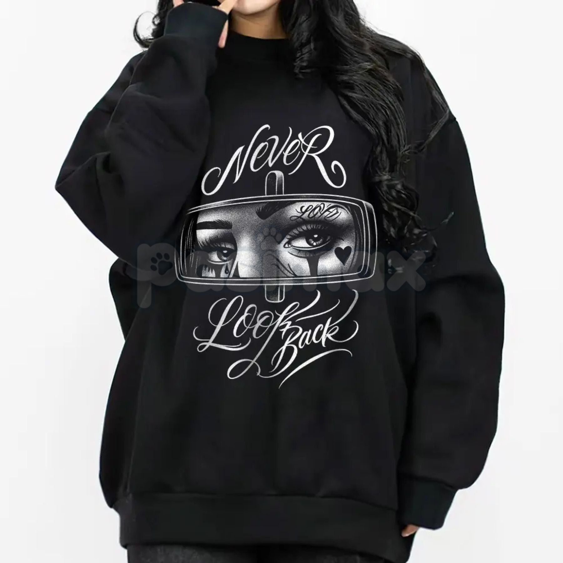 Pasimax Never and Look Art Chicano Hoodie | Lowrider Cholo Gangster Streetwear | Men's Cotton Fabric — main product shot