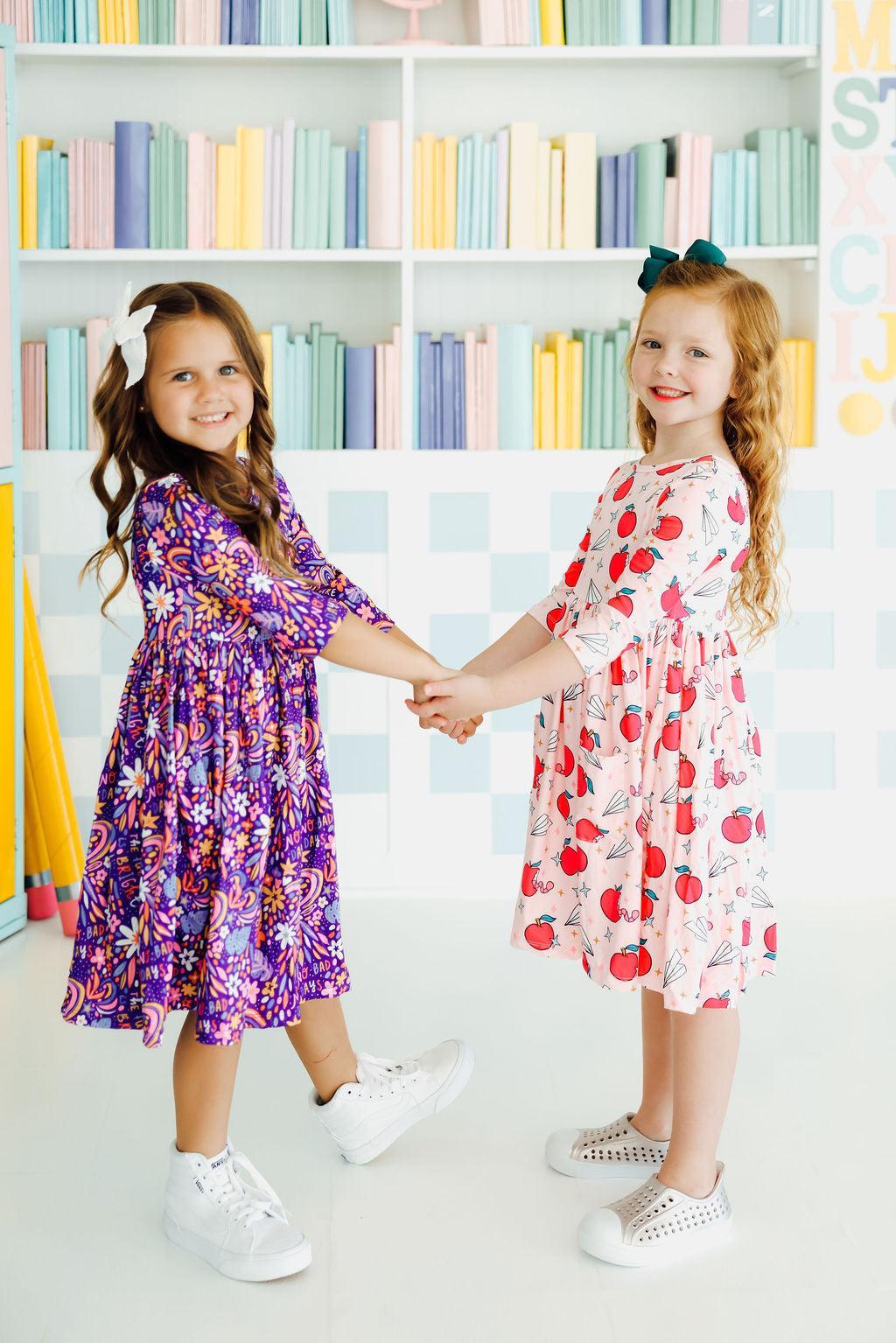 Mila & Rose ® No Bad Days 3/4 Sleeve Pocket Twirl Dress — lifestyle context