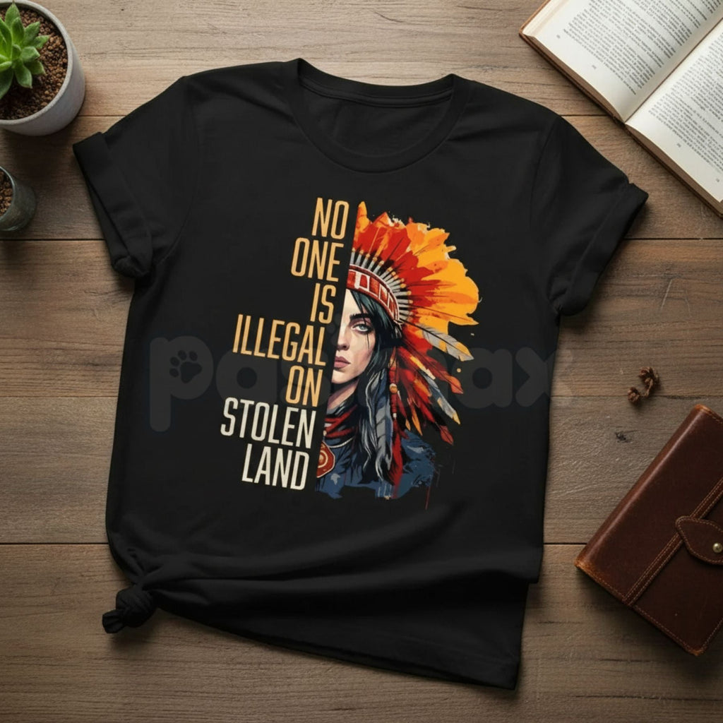 Pasimax "No One Is Illegal On Stolen Land" Vintage Shirt - Indigenous Rights & Immigration Reform Graphic Tee, Social Justice