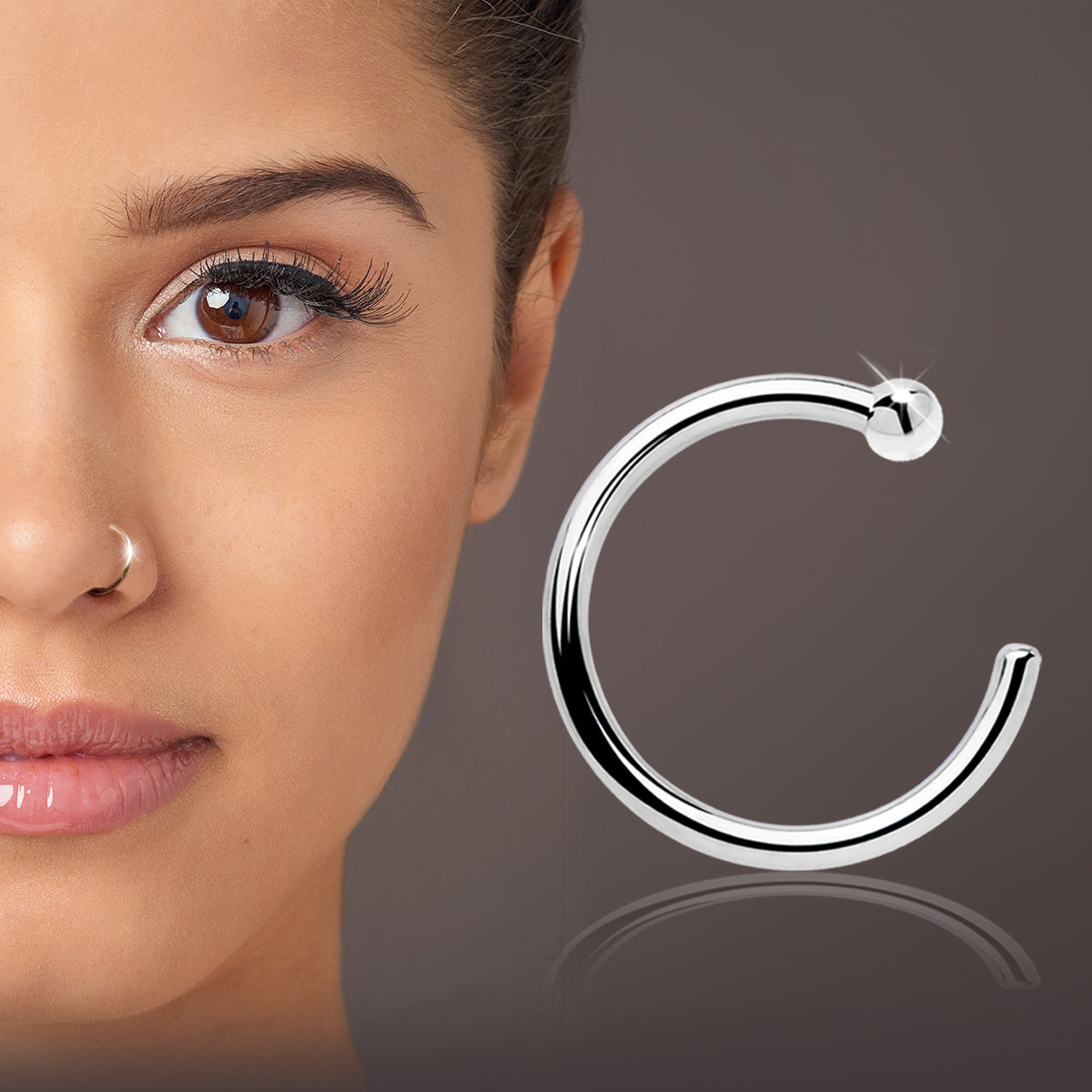 BodyCandy Real Platinum Nose Hoop - Hypoallergenic & Luxurious — side view