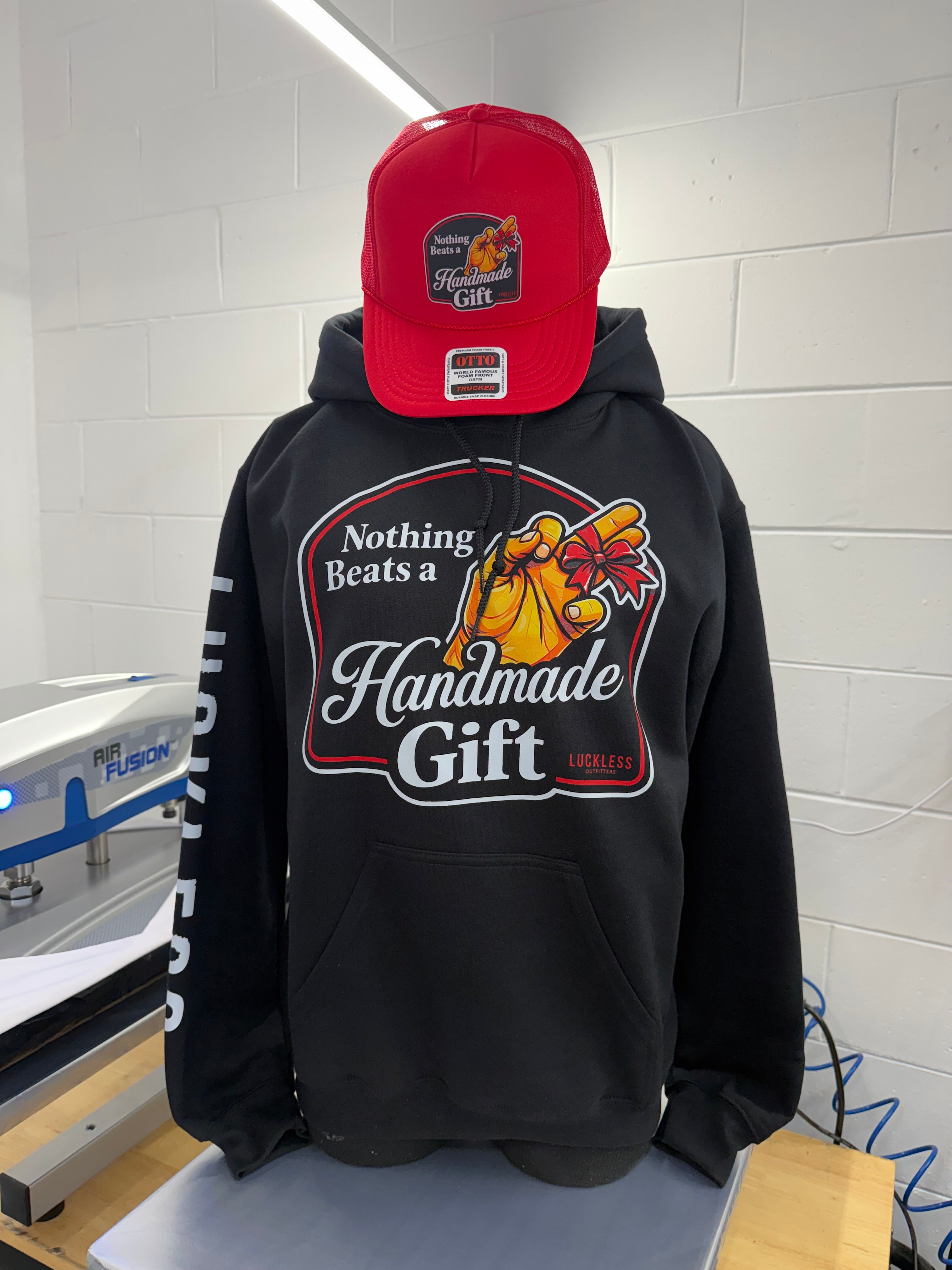 Luckless Outfitters Nothing Beats A Handmade Gift Trucker Hat — size reference