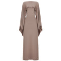 Sexy Adult Lady like Woman Elegant Batwing Sleeve Shawl Strap Backless Cami Dress Two Piece Set for Women