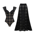 Swimsuit Black High Grade Hollow Out Cutout out Sexy Swimsuit Women Maxi Skirt