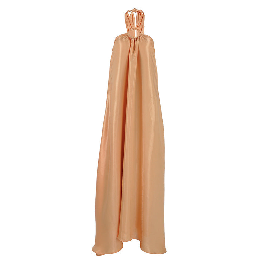 Summer Sexy Khaki Halter Lace up Backless Tube Top Suspender Women Dress