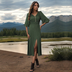 Summer Women Solid Color Dress