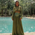 Bella Mia Women Clothing Spring Elegant Pleated Short Top High Waist Drooping Skirt Two Piece Sets Women — detail and construction