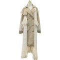 Bella Mia Fall Elegant Elegant Design Lace Stitching High Grade Waist Slimming Women Trench Coat — branding close-up