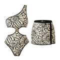 Sexy Oblique One Shoulder Split Bikini Beach Swimsuit Short Skirt Two Piece Swimsuit