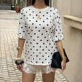 Casual All Match round Neck Polka Dot Top Women Clothing Spring Summer