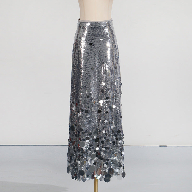 Bella Mia Sequined Dress Spring High Grade All-Match Waist Slimming Solid Skirt — lifestyle context