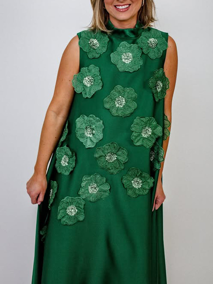 Bella Mia Dress Autumn Winter Heavy Industry Stitching Floral Sleeveless Slim Slimming Textured Dress Women — lifestyle context
