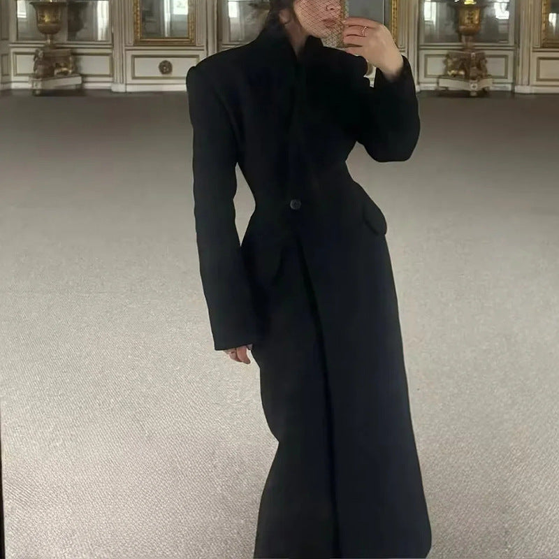 Bella Mia Korean Elegant British Long Cut Coat Women Spring Woolen Coat — lifestyle context