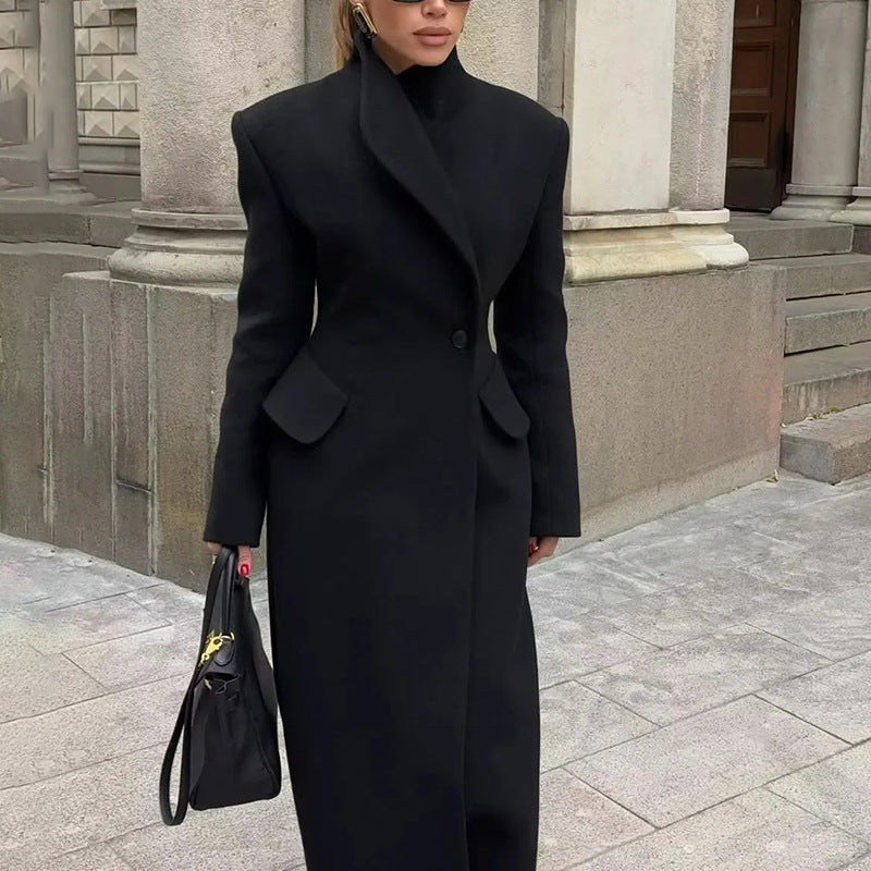 Bella Mia Korean Elegant British Long Cut Coat Women Spring Woolen Coat — packaging or label