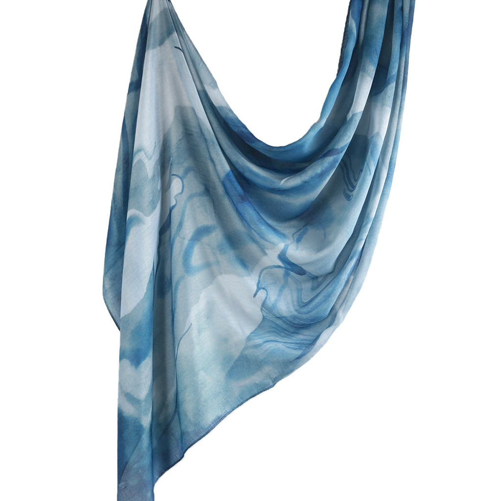 Mariam's Collection Elegant Watercolor Marble Print Headscarf Hijab (MH178) — detail shot 7