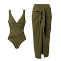 Swimsuit Green Simple High Grade One Piece Swimsuit Women
