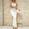 Women Clothing Elegant Solid Color Floral Tube Top Dress Summer
