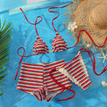 Swimsuit Women Split Three Piece Striped Sexy Kini Bikini Swimsuit