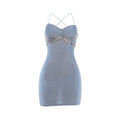 Summer Women Sexy Backless Cross Strap Sheath Dress