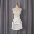 Bella Mia Spring Sexy Sweet Waist Slimming Boning Corset Mesh Splicing Sling Dress Women — detail and construction