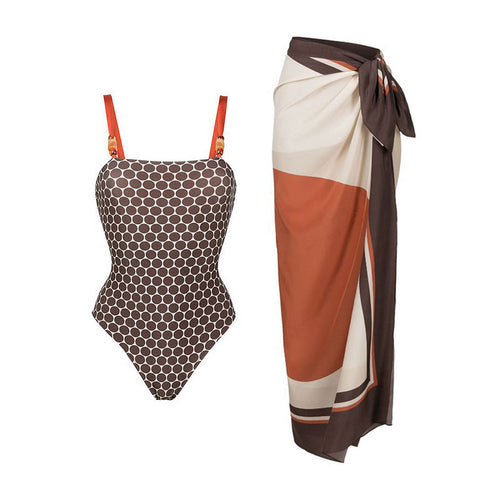 Double Sided One Piece Swimsuit Women Beach Vacation Skirt Swimsuit
