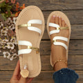 Summer Color Matching Hollow Out Cutout out Platform Slippers Women Flat Beach Slippers