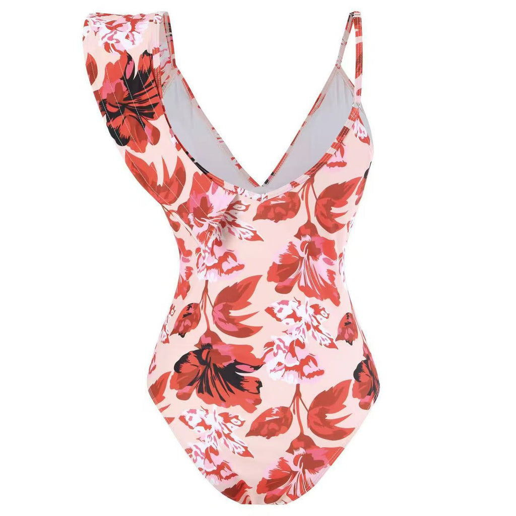 Bikini Two Piece Swimsuit Women Digital Printing Ruffled Bikini