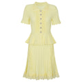 Summer Ladies Internet Popular Slim Fitting Slimming Pearl Buckle Faux Two Pieces Short Sleeve Dress