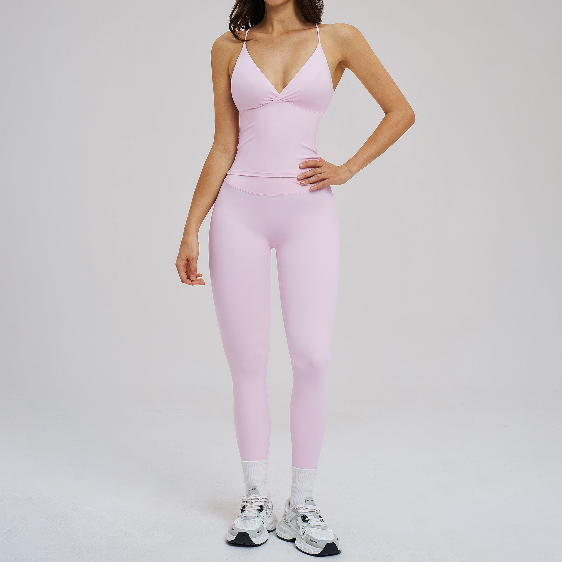 Bella Mia Brushed Sports Tight Back Running Sports Casual Suit Outdoor Riding Yoga Two Piece Sets — branding close-up
