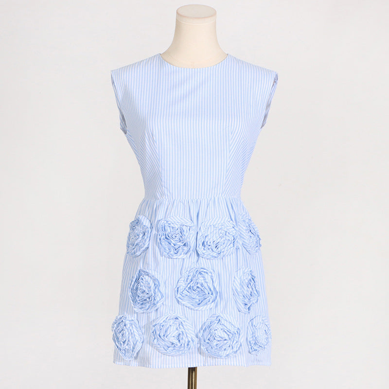 Bella Mia French Elegant Summer High Sense Stitching Floral Backless Design Short Dress Women Summer — detail and construction