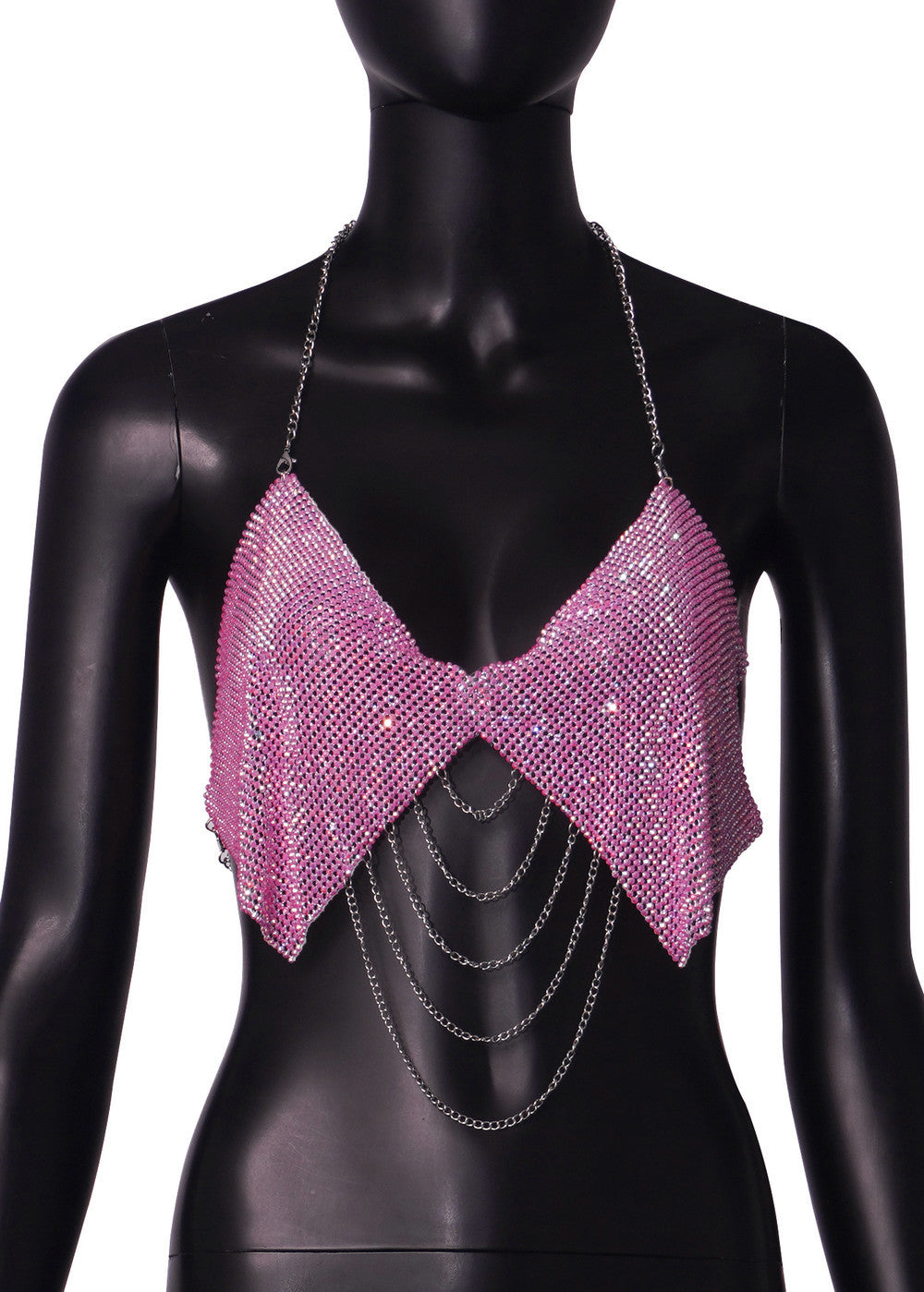 Sexy Rhinestone Strap Type Slim Fit Nightclub All Match Backless Corset Vest