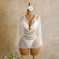 Swing Collar Special Sequ Long Sleeve Mesh Three Piece Swimsuit Bikini