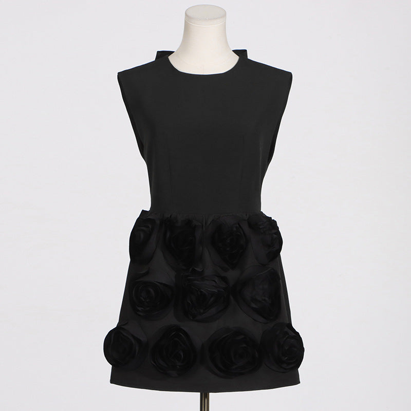 Bella Mia French Elegant Summer High Sense Stitching Floral Backless Design Short Dress Women Summer — lifestyle context