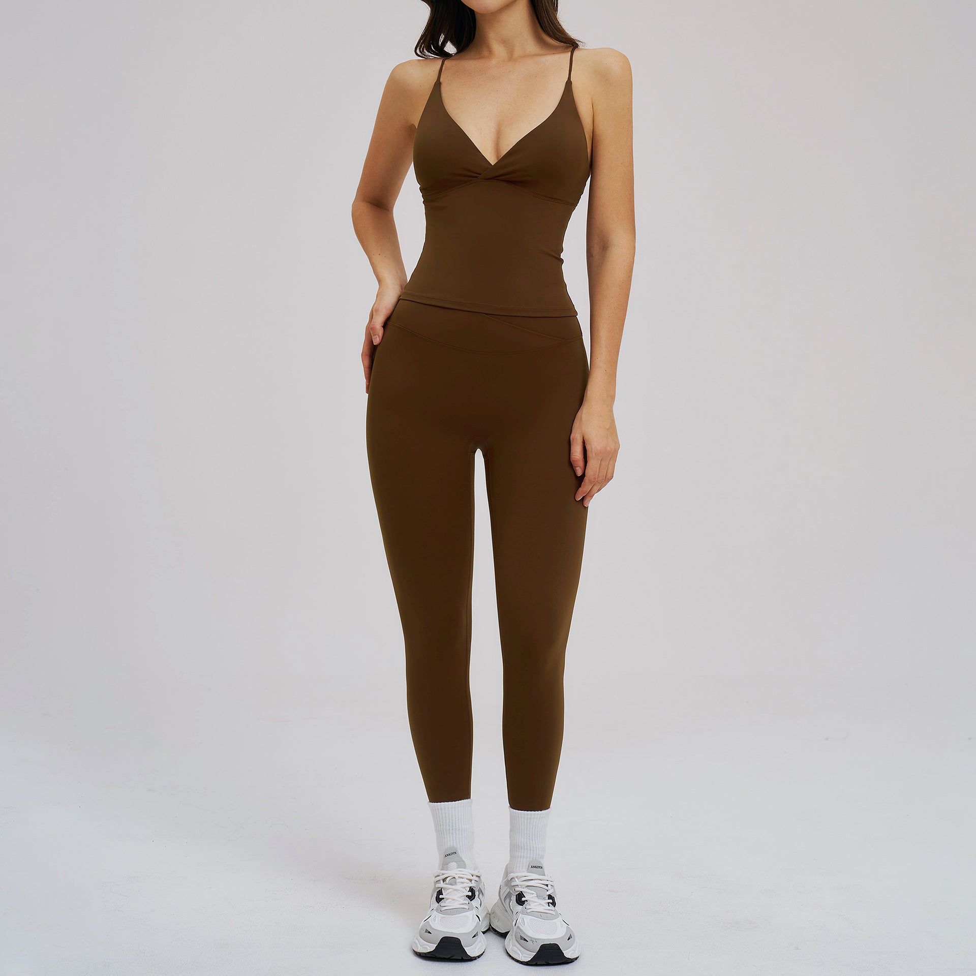 Bella Mia Brushed Sports Tight Back Running Sports Casual Suit Outdoor Riding Yoga Two Piece Sets — alternate view
