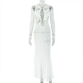 Women Sheath Personality Backless One Step Dress V neck Long Sleeve Design Dress