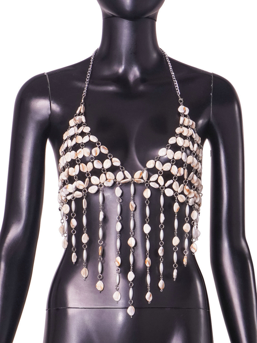 Pearl Handmade Vest Summer Beach Vacation Sexy Tassel Backless Chest Jewelry