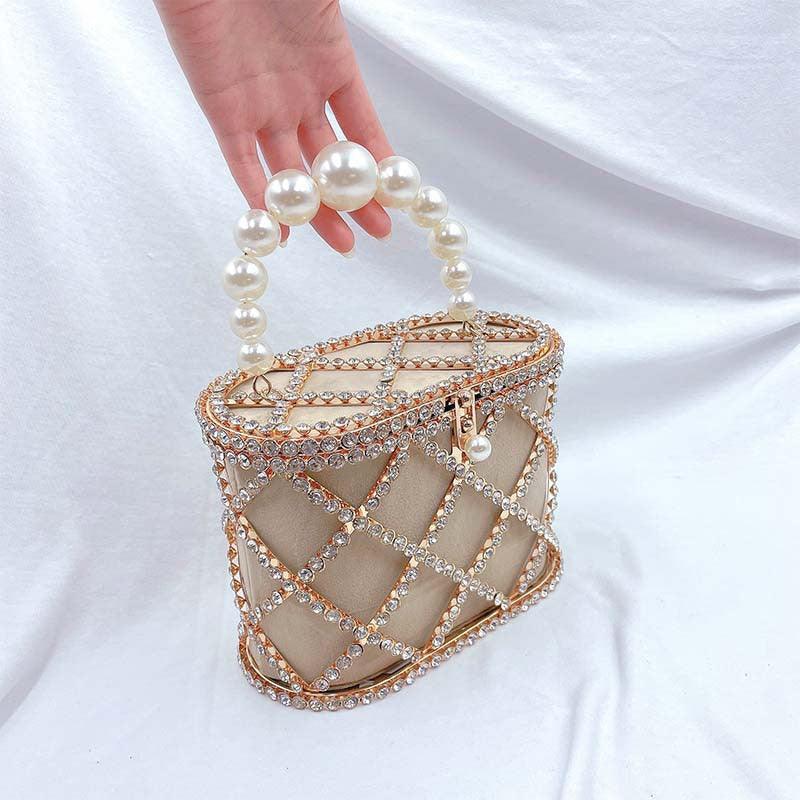 Mariam's Collection Mariam's Collection MAC022 Stylish Pearl Diagonal Span Basket Bag — main product shot